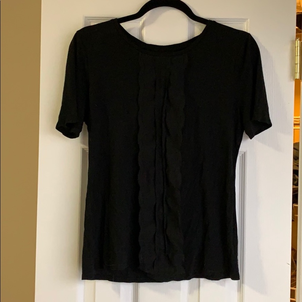LOFT Black Ruffle Shirt